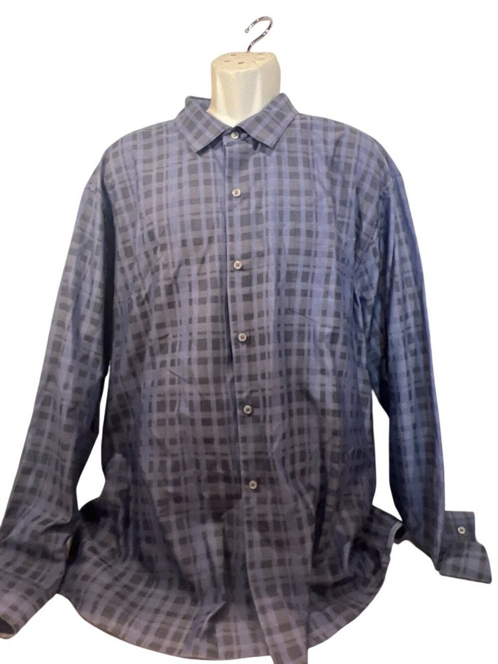 TOMMY BAHAMA blue black plaid LS shirt MEN 3XL